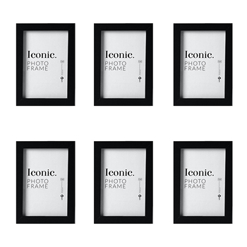 6PK Unigift 15x20cm Iconic MDF Glass Photo Frame - Black