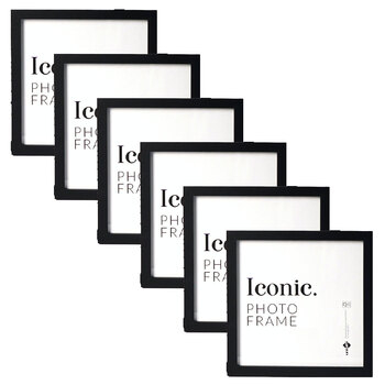6PK Unigift 20x20cm Iconic MDF Glass Photo Frame - Black