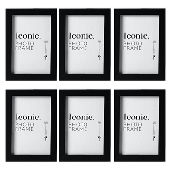 6PK Unigift 40x50cm Iconic MDF Glass Photo Frame -  Black
