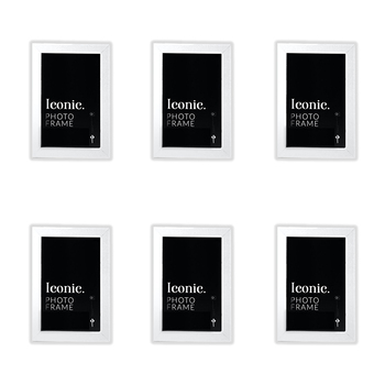 6PK Unigift 10x15cm Iconic MDF Glass Photo Frame - White