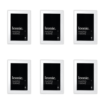 6PK Unigift 13x18cm Iconic MDF Glass Photo Frame - White