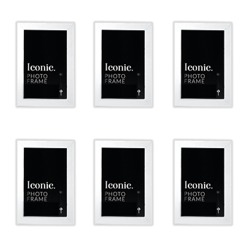 6PK Unigift 15x20cm Iconic MDF Glass Photo Frame - White