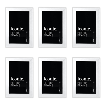 6PK Unigift A4 Iconic MDF Glass Photo Frame Picture Holder - White