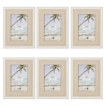 6PK Unigift Cassia Glass Home Decor Picture Photo Frame 10x15cm Natural Beige