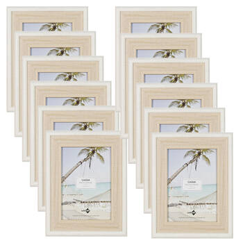 12PK Unigift Cassia Glass Home Decor Picture Photo Frame 13x18cm Natural Beige
