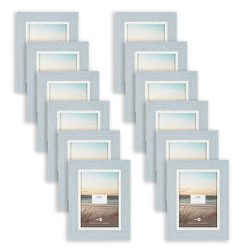 12PK Unigift Dune Glass Home Decor Picture Photo Frame 13x18cm Blue & White