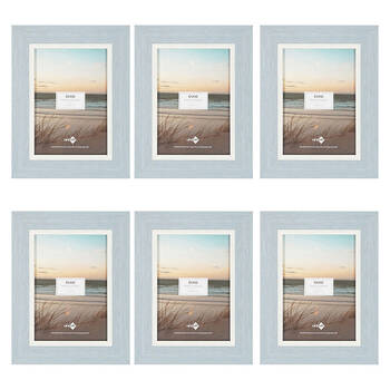 6PK Unigift Dune Glass Home Decor Picture Photo Frame 13x18cm Blue & White