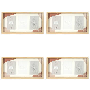 4PK Unigift Belle Collage 3-Openings 4x6in Photo Frame - Natural