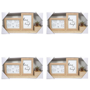 4PK Unigift Louise Tabletop Photo Frame 2-Openings 42x19cm - Brown