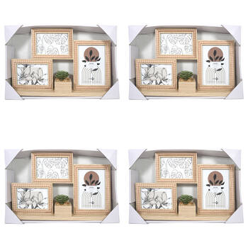 4PK Unigift Louise Tabletop Photo Frame 3-Openings 46x27cm - Brown