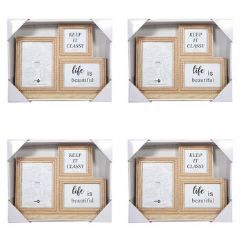 4PK Unigift Louise Tabletop Photo Frame 3-Openings 36x27cm - Brown