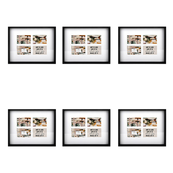 6PK Unigift Soho 4-Open Collage Picture Frame 10x15cm Black
