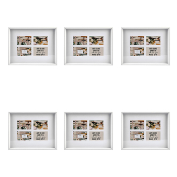 6PK Unigift Soho 4-Open Collage Picture Frame 10x15cm White