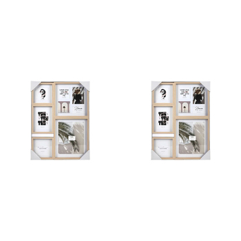 2PK Unigift Mode 8-Openings Collage Picture Frame Natural