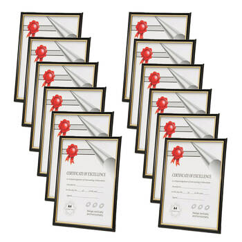 12PK Unigift Certificate Glass Picture Photo Frame A4 21x29.7cm Black/Gold