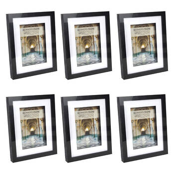 6PK Unigift 3D Wooden/Glass Hanging Picture Photo Frame 15x20/10x15cm Black