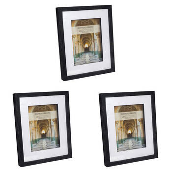 3PK Unigift 3D Wooden/Glass Hanging Picture Photo Frame 20x25/13x18cm Black
