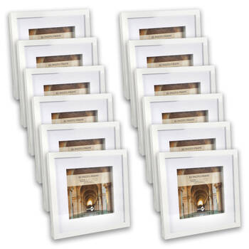 12PK Unigift 3D Wooden/Glass Picture Photo Frame 22x22cm/15x15cm White
