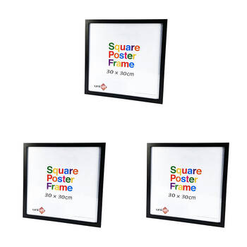 3PK Unigift Square Poster Wooden/Glass Picture Photo Frame 30x30cm Black