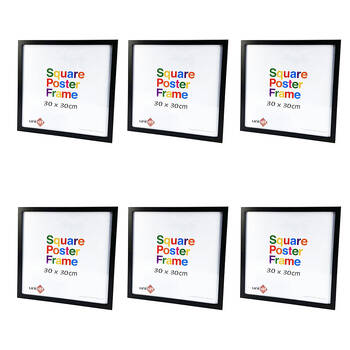 6PK Unigift Square Poster Wooden/Glass Picture Photo Frame 30x30cm Black