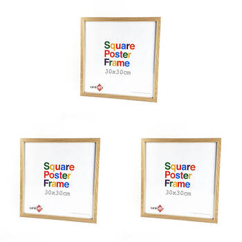 3PK Unigift Square Poster Wooden/Glass Picture Photo Frame 30x30cm Natural