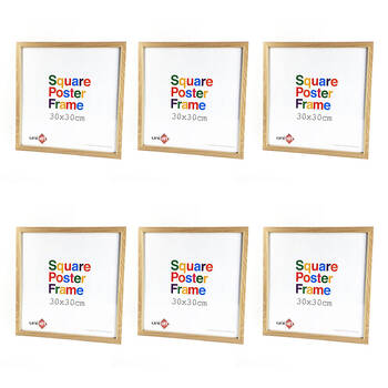 6PK Unigift Square Poster Wooden/Glass Picture Photo Frame 30x30cm Natural
