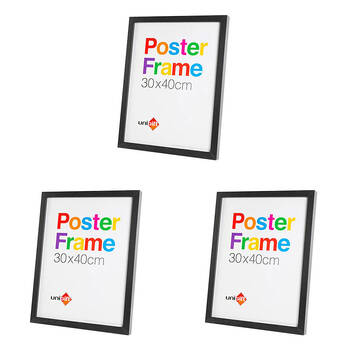 3PK Unigift Wooden/Glass Hanging Poster Picture Photo Frame 30x40cm Black