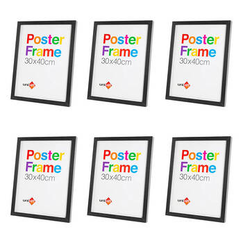 6PK Unigift Wooden/Glass Hanging Poster Picture Photo Frame 30x40cm Black