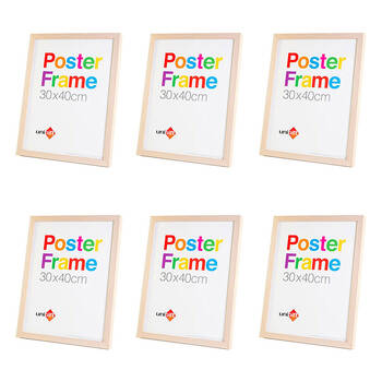 6PK Unigift Wooden/Glass Hanging Poster Picture Photo Frame 30x40cm Natural