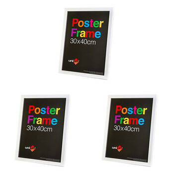 3PK Unigift Wooden/Glass Hanging Poster Picture Photo Frame 30x40cm White