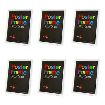 6PK Unigift Wooden/Glass Hanging Poster Picture Photo Frame 30x40cm White