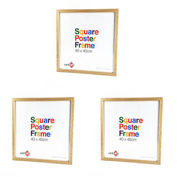 3PK Unigift Square Wooden/Glass Poster Picture Photo Frame 40x40cm Natural