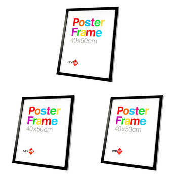 3PK Unigift Wooden/Glass Hanging Poster Picture Photo Frame 40x50cm Black