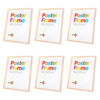 6PK Unigift Wooden/Glass Hanging Poster Picture Photo Frame 40x50cm Natural