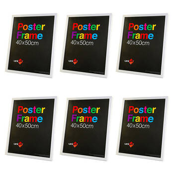 6PK Unigift Wooden/Glass Hanging Poster Picture Photo Frame 40x50cm White