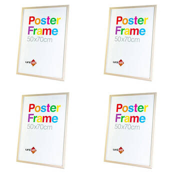 4PK Unigift Wooden/Glass Hanging Poster Picture Photo Frame 50x70cm Natural
