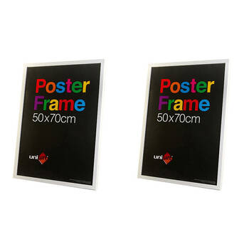 2PK Unigift Wooden/Glass Hanging Poster Picture Photo Frame 50x70cm White