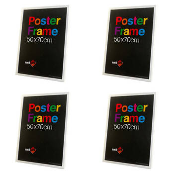 4PK Unigift Wooden/Glass Hanging Poster Picture Photo Frame 50x70cm White