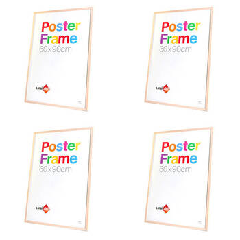 4PK Unigift Wooden/Glass Hanging Poster Picture Photo Frame 60x90cm Natural