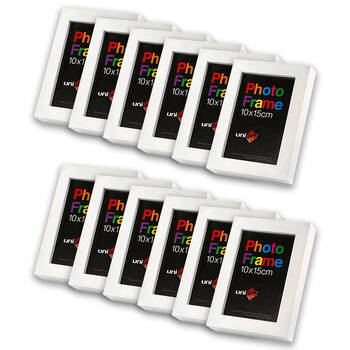 12PK Unigift Wooden/Glass Home Decor Picture Photo Frame 10x15cm White