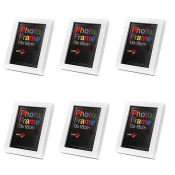 6PK Unigift Wooden/Glass Home Decor Picture Photo Frame 13x18cm White