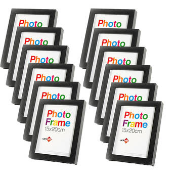 12PK Unigift Wooden/Glass Home Decor Picture Photo Frame 15x20cm Black