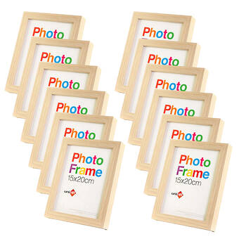 12PK Unigift Wooden/Glass Home Decor Picture Photo Frame 15x20cm Natural