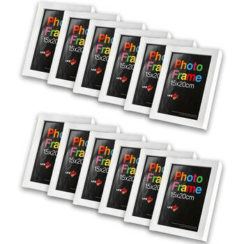 12PK Unigift Wooden/Glass Home Decor Picture Photo Frame 15x20cm White