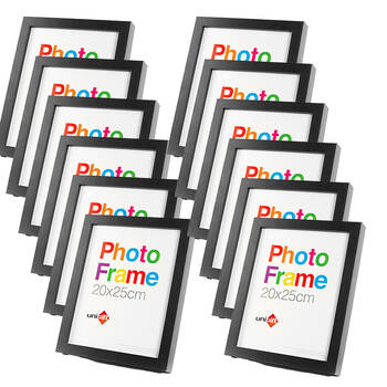 12PK Unigift Wooden/Glass Home Decor Picture Photo Frame 20x25cm Black