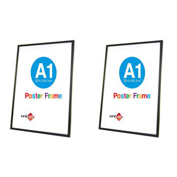 2PK Unigift A1 Wooden/Glass Poster Picture Photo Frame 59.4x84.1cm Black