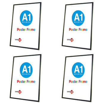 4PK Unigift A1 Wooden/Glass Poster Picture Photo Frame 59.4x84.1cm Black