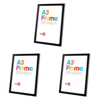 3PK Unigift A3 Wooden/Glass Poster Picture Photo Frame 29.7x42cm Black