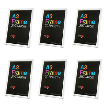 6PK Unigift A3 Wooden/Glass Poster Picture Photo Frame 29.7x42cm White