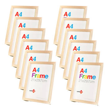 12PK Unigift Wooden/Glass Poster Picture Photo Frame 21x29.7cm Natural